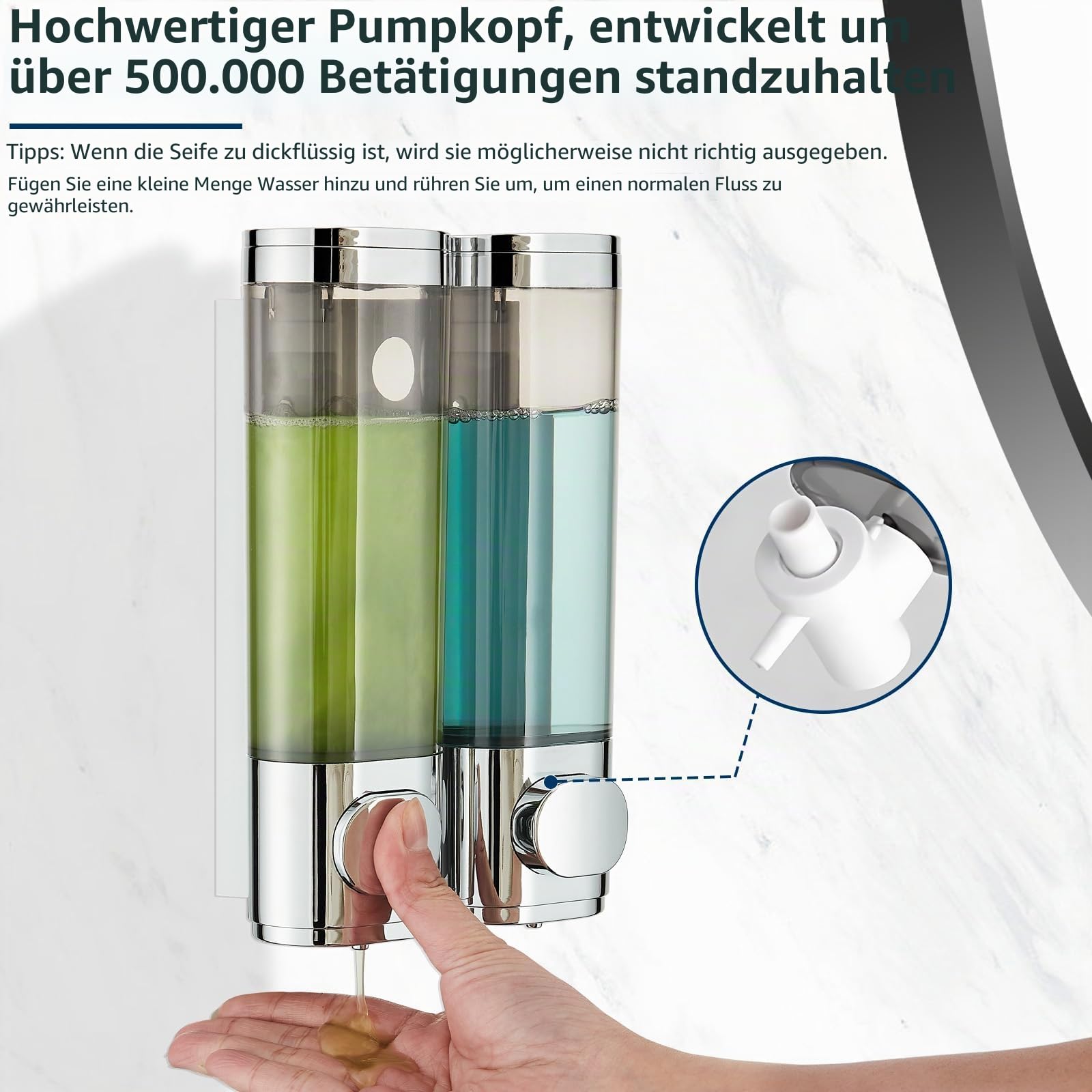 Pollock Wand-Seifenspender 2x300 ml Silver Doppelspender