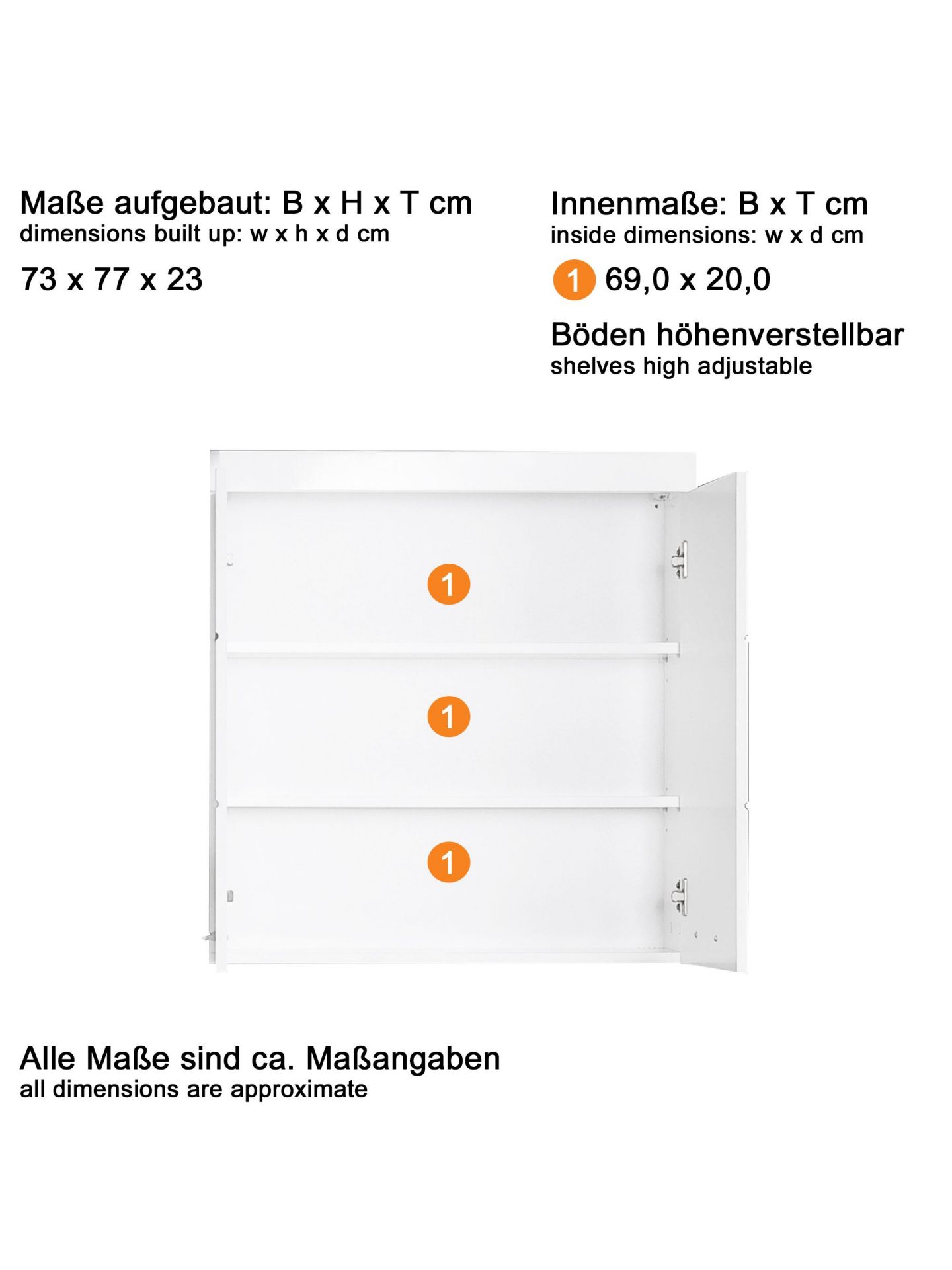 trendteam Amanda Hängeschrank breit weiß Hochglanz