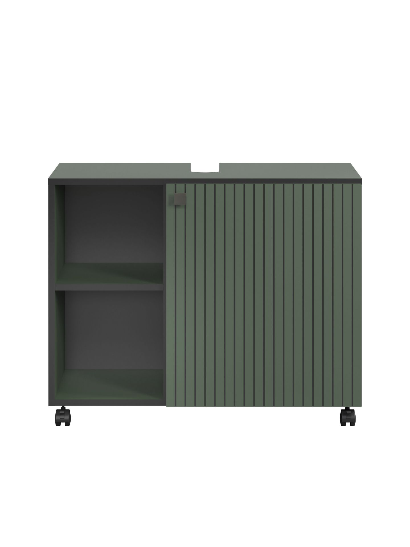 trendteam PureBliss Waschbeckenunterschrank Grün Rollen