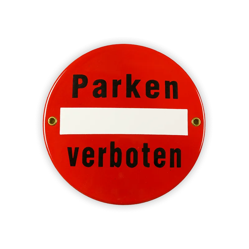 Münder Email Lagerschilder Emailschild rund 15 cm Parken verboten