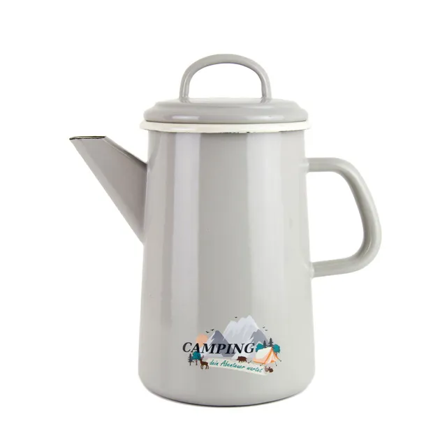 Münder Nostalgie Kaffeekanne 1,6 l Camping grau-creme