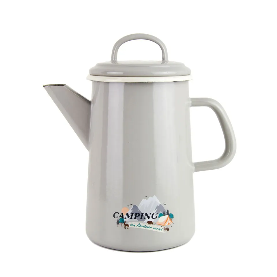 Münder Nostalgie Kaffeekanne 1,6 l Camping grau-creme