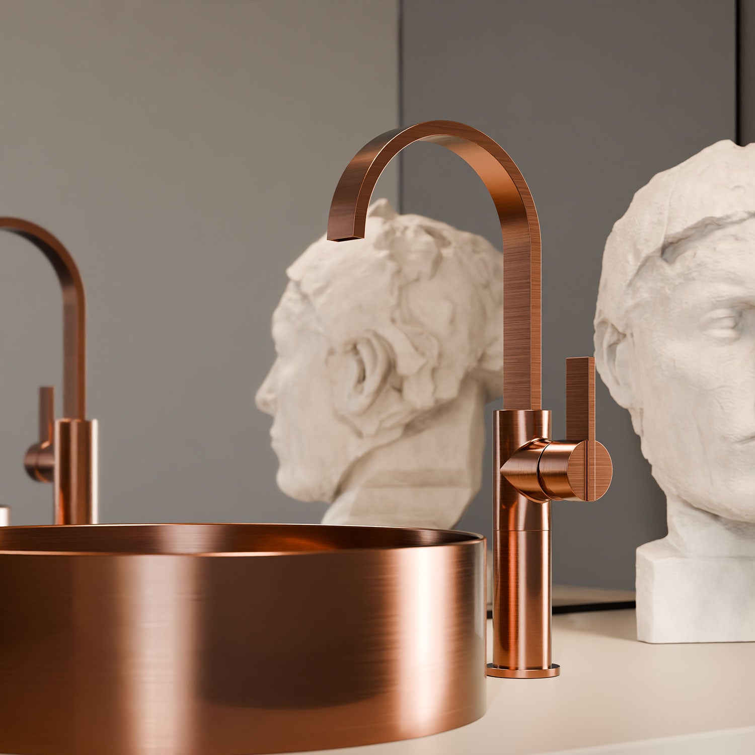 Treos Serie 195 Waschtischarmatur hoch Brushed Copper schwenkbar