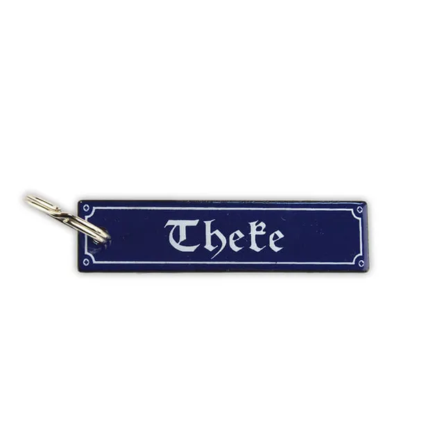 Münder Email Schlüsselanhänger Theke blau-weiß 8x2 cm
