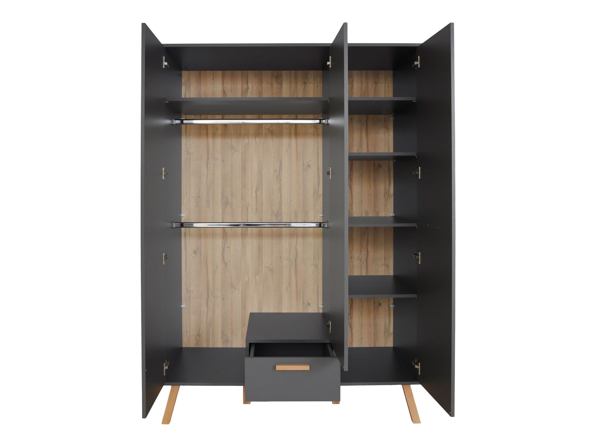 trendteam Mats Kleiderschrank 3TR 1SK grau Kinderschrank
