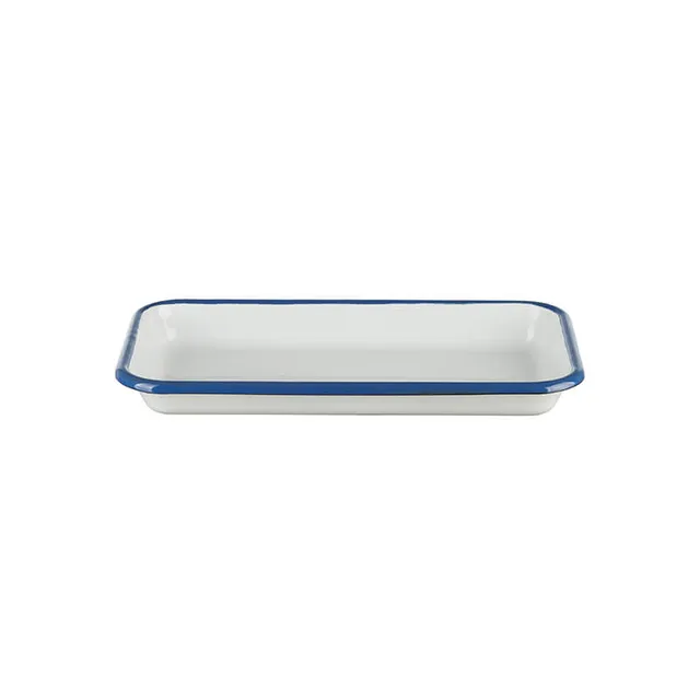 Münder Email Auflaufform 22x12cm weiß/blau Induktion