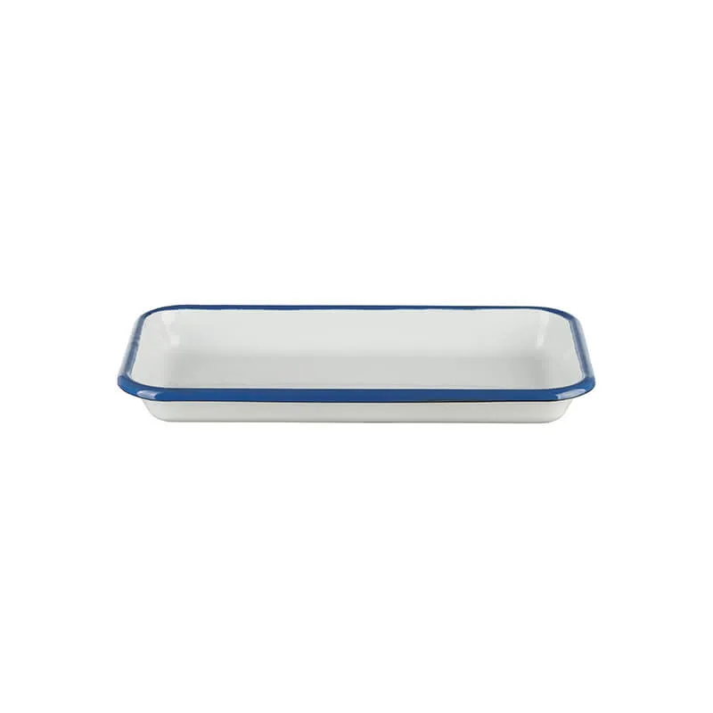 Münder Email Auflaufform 22x12cm weiß/blau Induktion