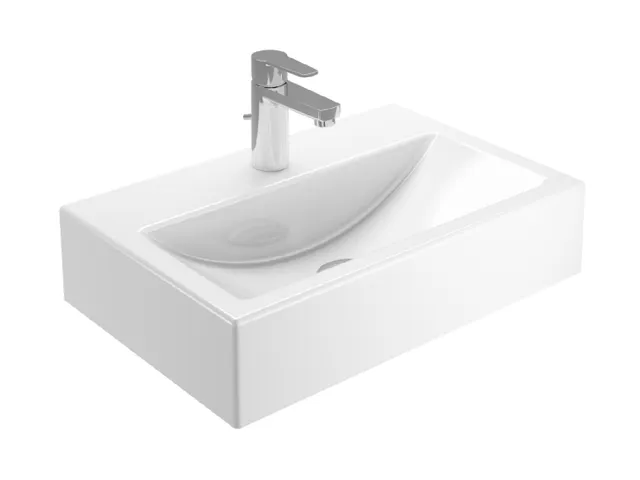 Treos Serie 800 Keramik-Waschbecken 454x300 weiß mit Hahnloch