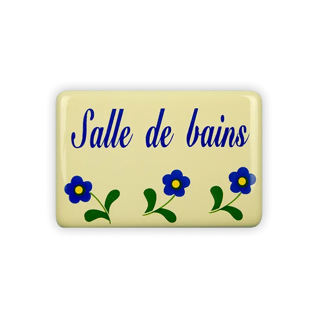 Münder Emaille Lagerschilder Salle de bains Emailschild 6x4 cm Blümchen