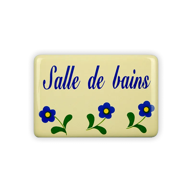 Münder Emaille Lagerschilder Salle de bains Emailschild 6x4 cm Blümchen
