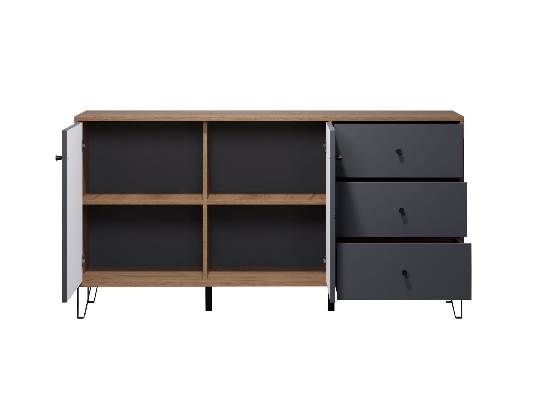 trendteam Montez Sideboard Eiche Kraft Graphit Tiefzieh