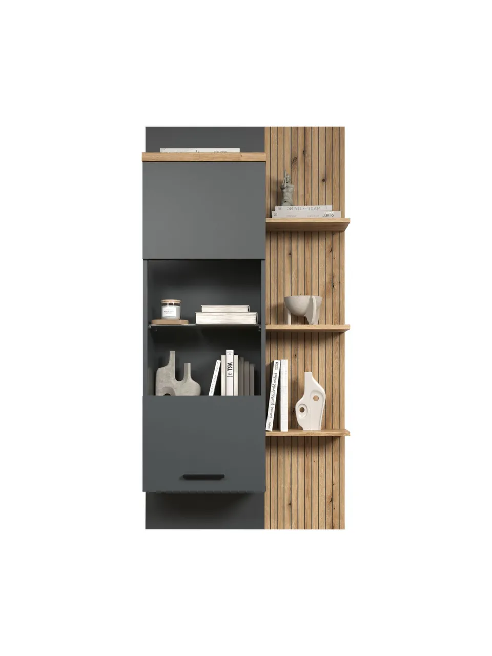 trendteam Baggio Set Hängevitrine anthrazit Eiche
