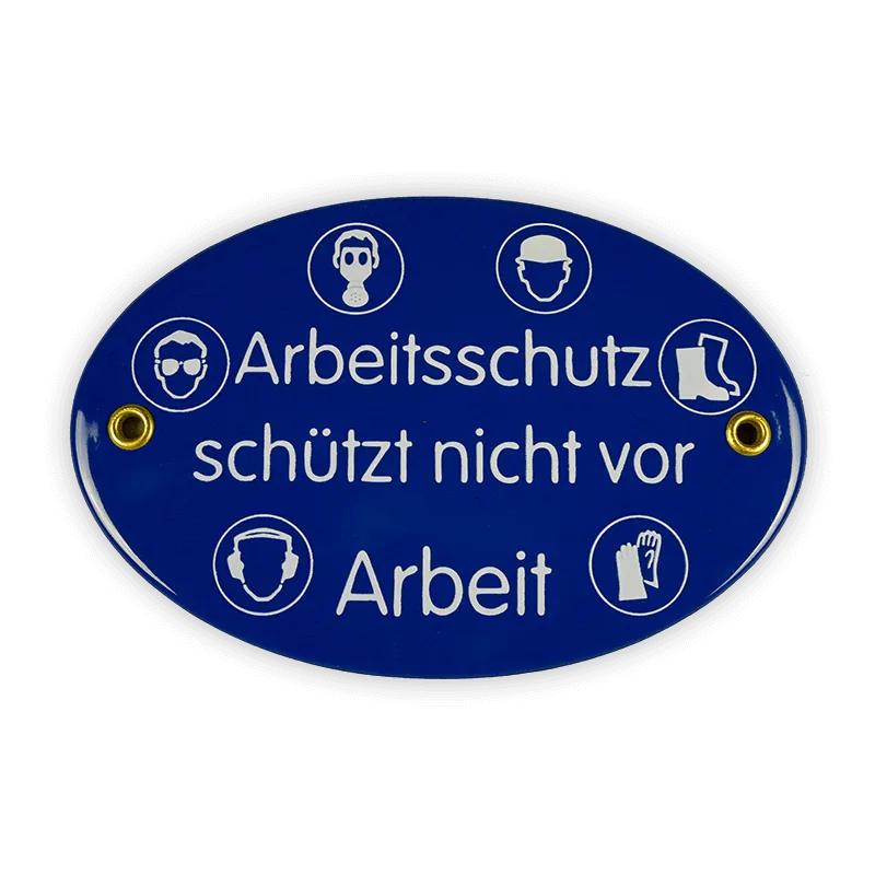 Münder Emaille Emailschild oval Arbeitsschutz 15x10 cm