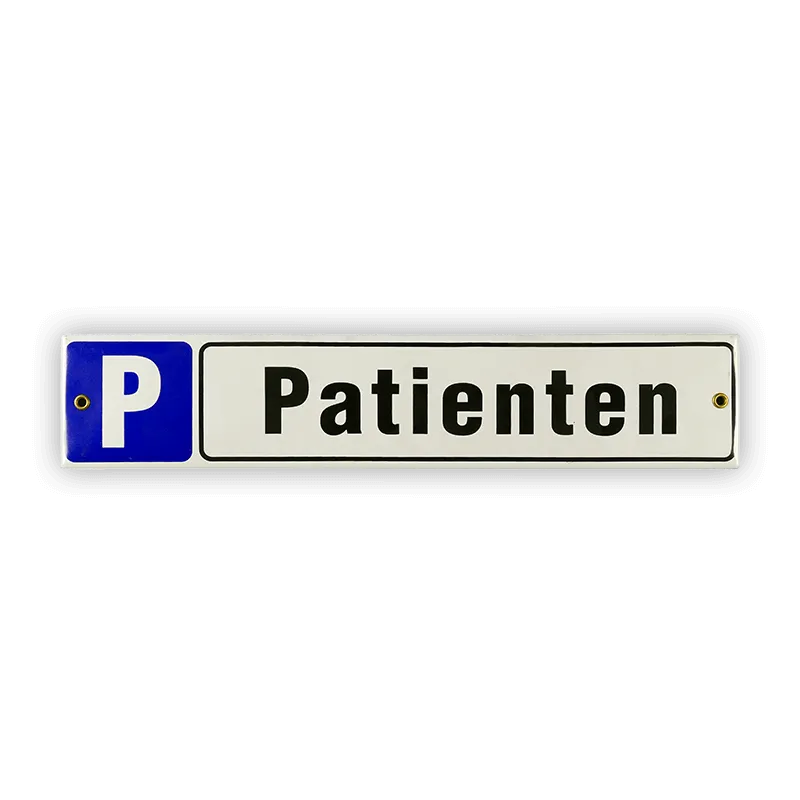 Münder Email P Patienten Emailschild 40x8 cm weiß/blau