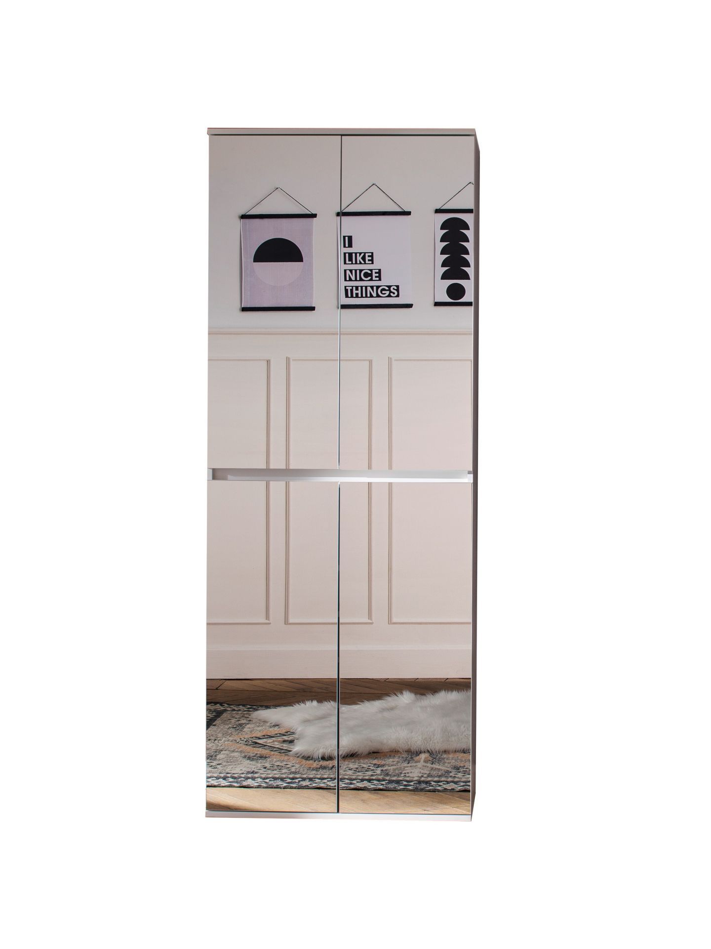 trendteam Mirror Garderobenschrank 4TR Weiß Spiegel
