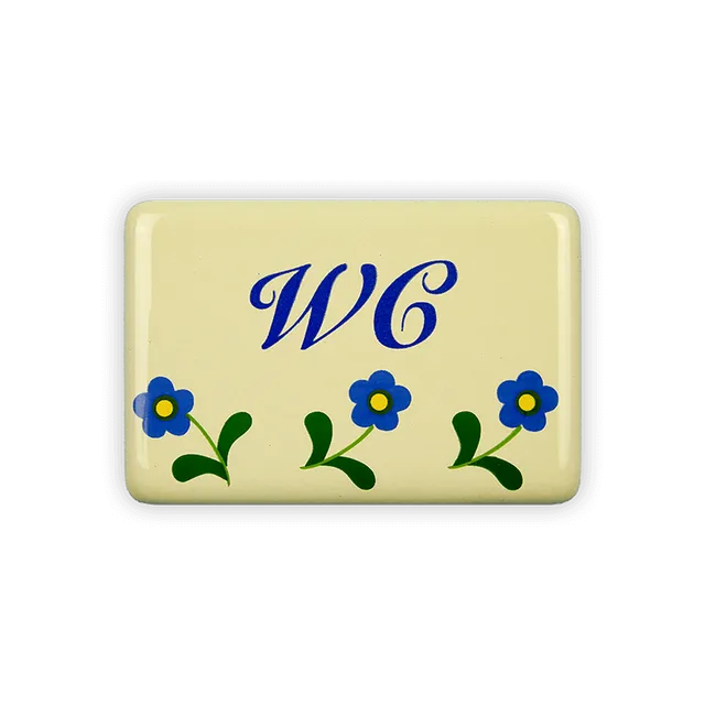 Münder Email Lagerschilder Emailschild WC 6x4 cm Blümchen