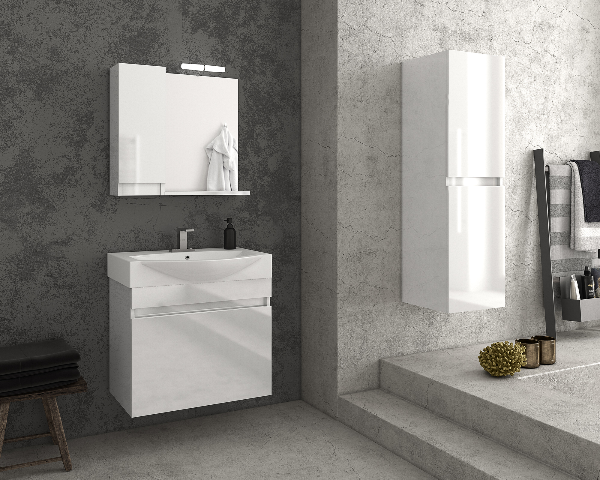 DROP SENSO 65 White Badmöbel Waschtisch weiß