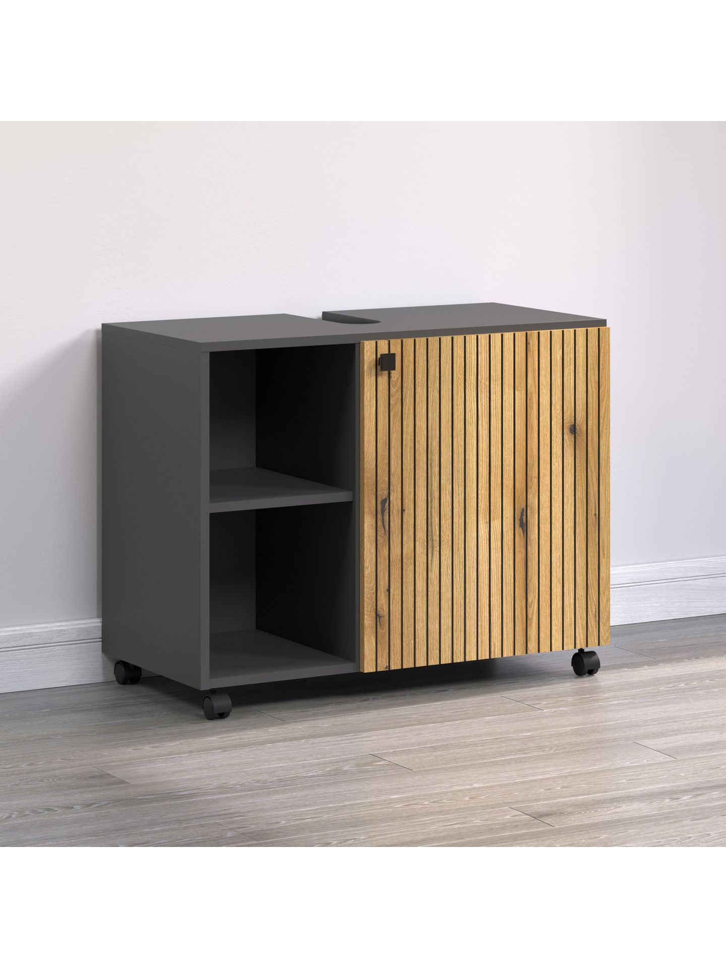 trendteam PureBliss Waschbeckenunterschrank Anthrazit Eiche