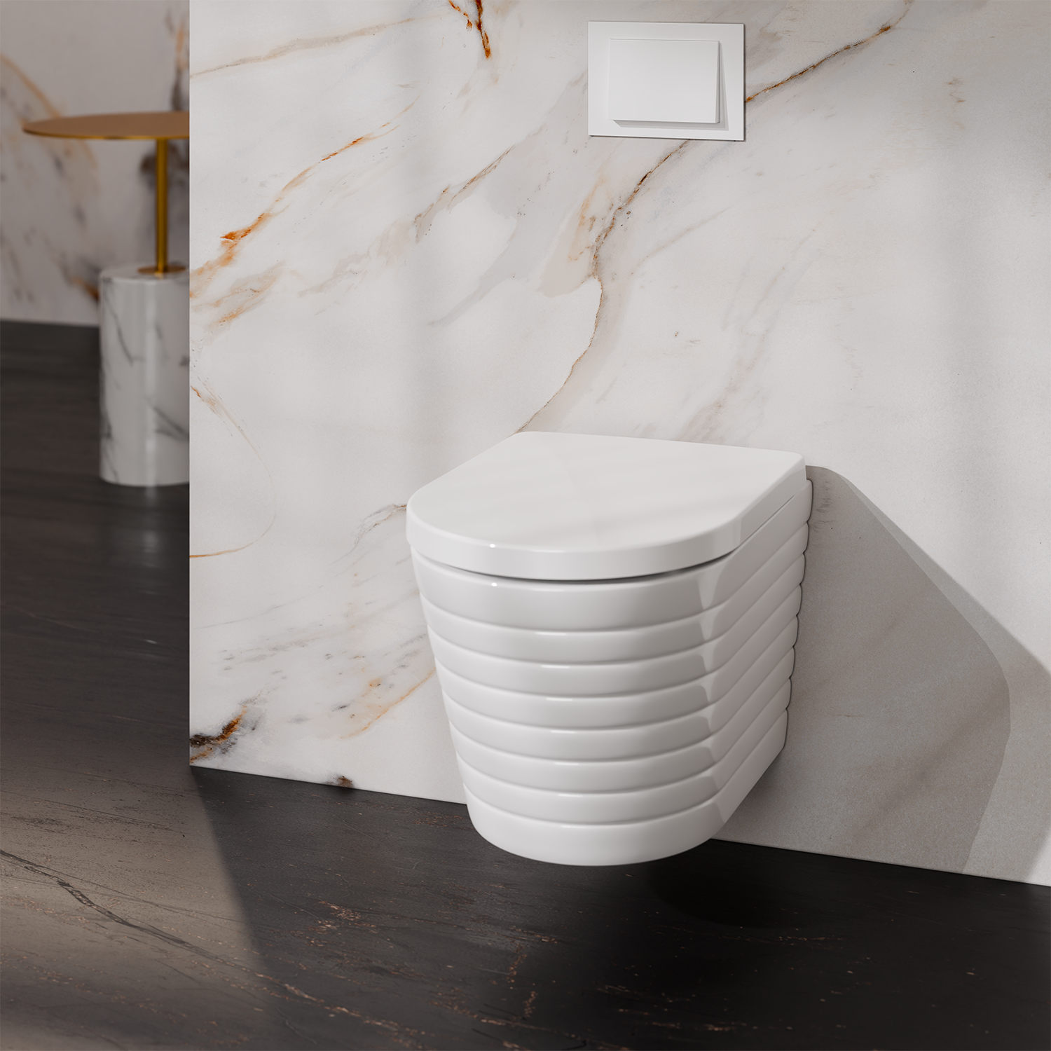 Treos Serie 810 Wand-WC Set 49cm spülrandlos weiß mit Sitz