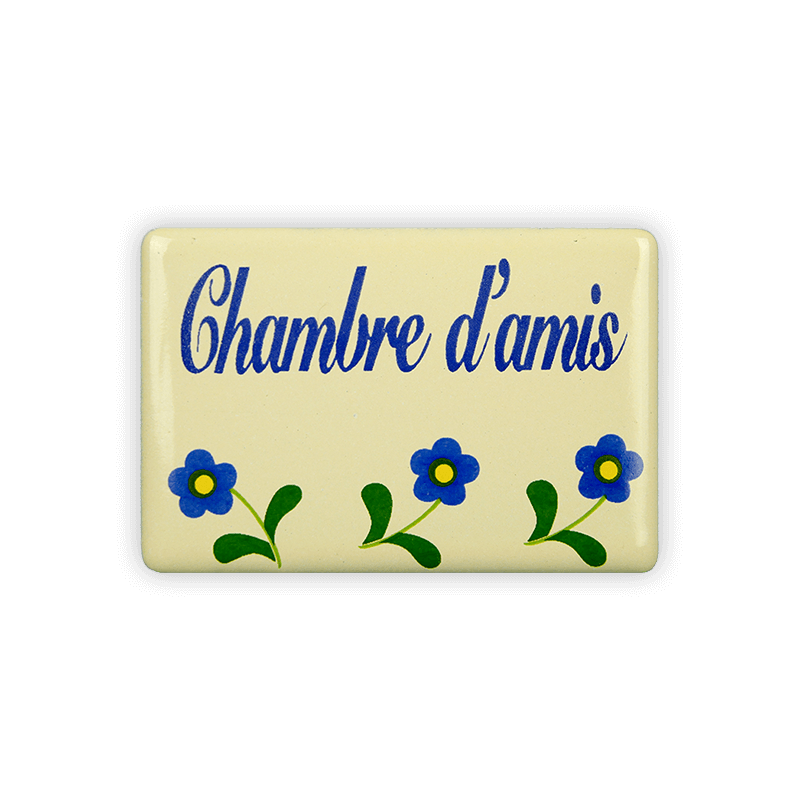 Münder Email Chambres d'amis Türschild 6x4 cm Blümchen