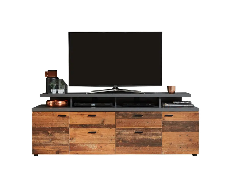 trendteam Mood TV-Lowboard Dunkelgrau Matera Old Wood