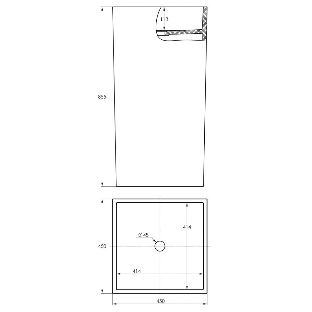 Treos Serie 700 Standwaschbecken 450x450 weiß freistehend