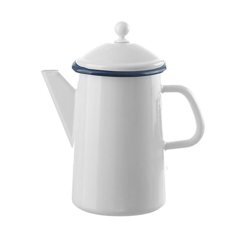 Münder Nostalgie-Geschirr Kaffeekanne 1,6 l weiß blauer Rand