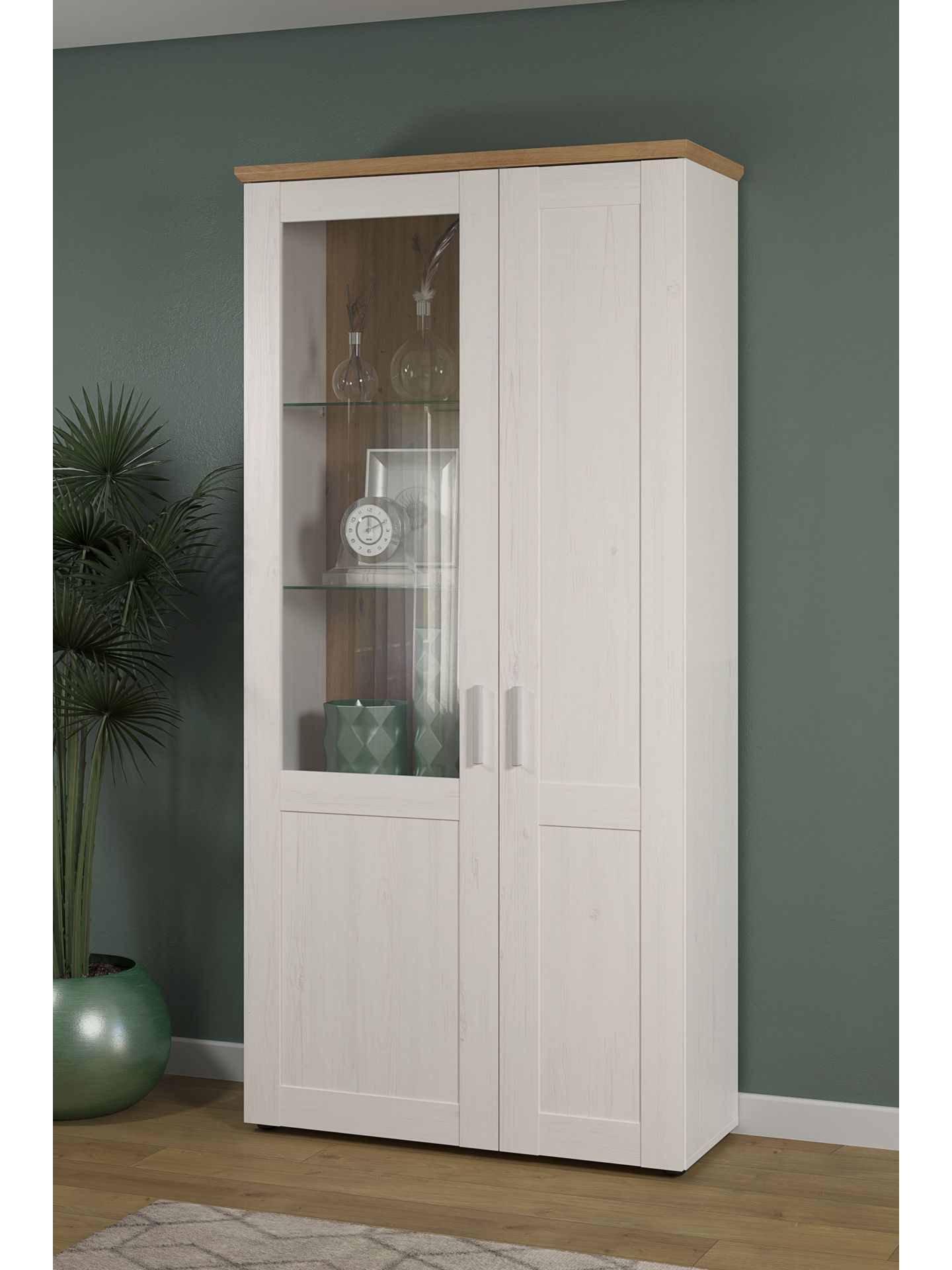trendteam Shade Vitrine hoch weiß Andersen Pine Eiche