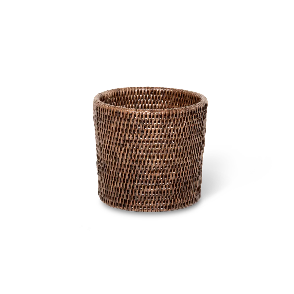 Decor Walther Basket ZK Korb Rattan Dunkel rund handgeflochten