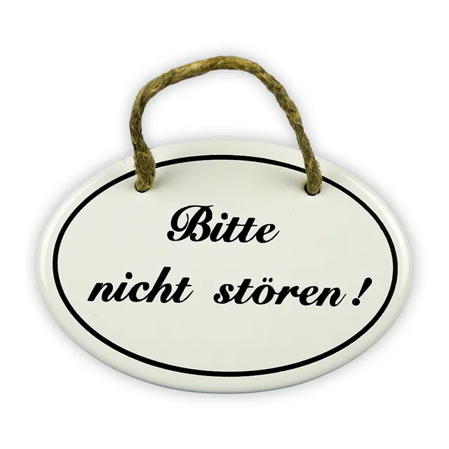 Münder Email Emailschild Bitte nicht stören oval 10,5x7 cm weiß