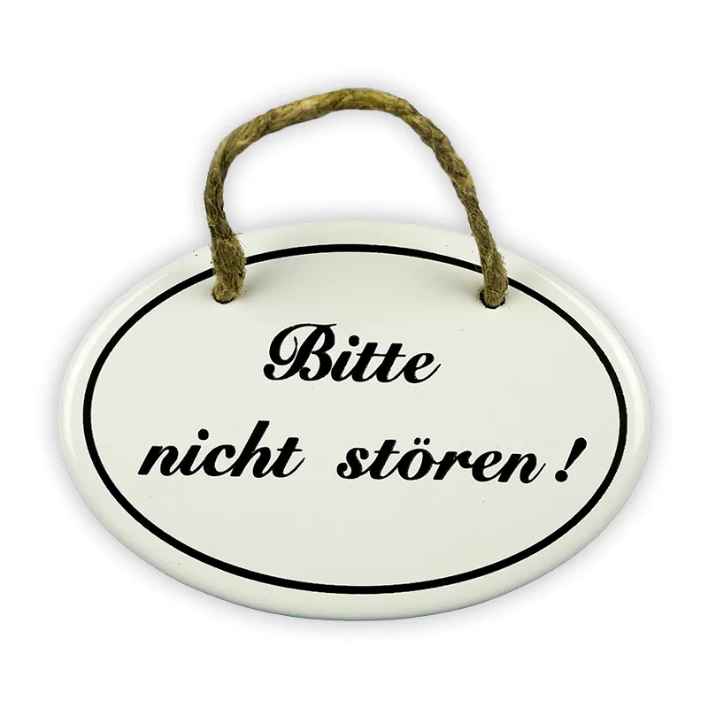 Münder Email Emailschild Bitte nicht stören oval 10,5x7 cm weiß