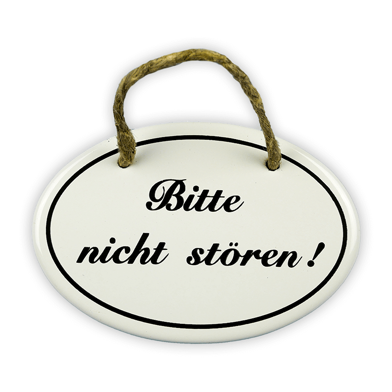 Münder Email Emailschild Bitte nicht stören oval 10,5x7 cm weiß