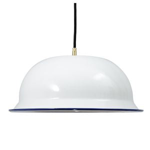 Münder-Selection Emaille Lampe 36 cm weiß/blau E27