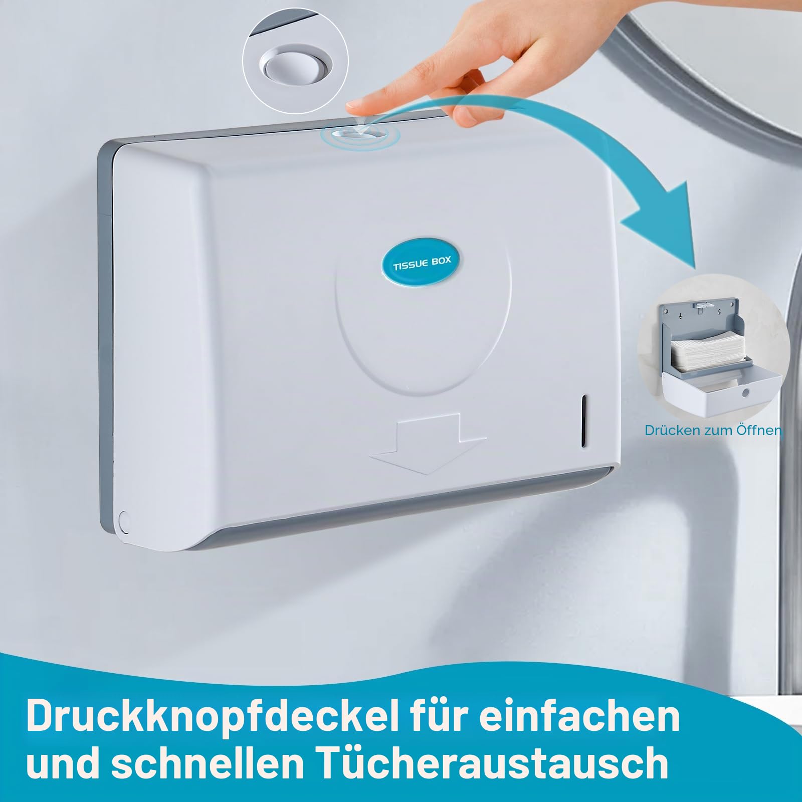 Pollock Papierhandtuchspender Wand Weiß ABS 200 Blatt