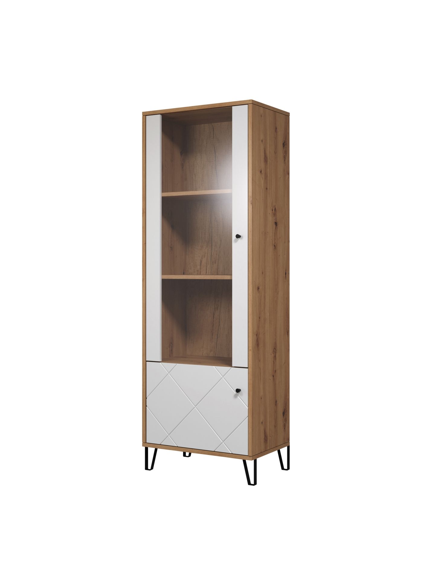 trendteam Touch Standvitrine Artisan Eiche Weiß Matt