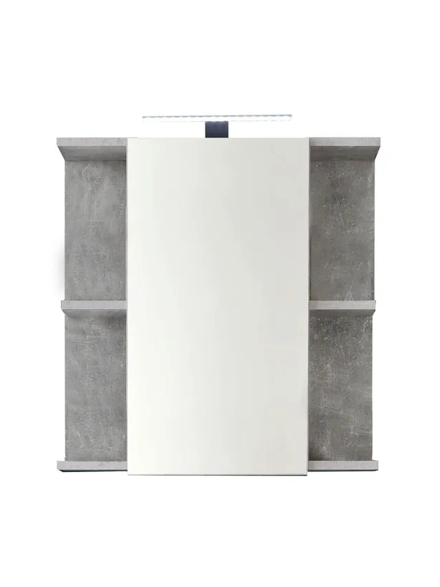 trendteam Nano Spiegelschrank Grau Beton Badschrank Beleuchtung