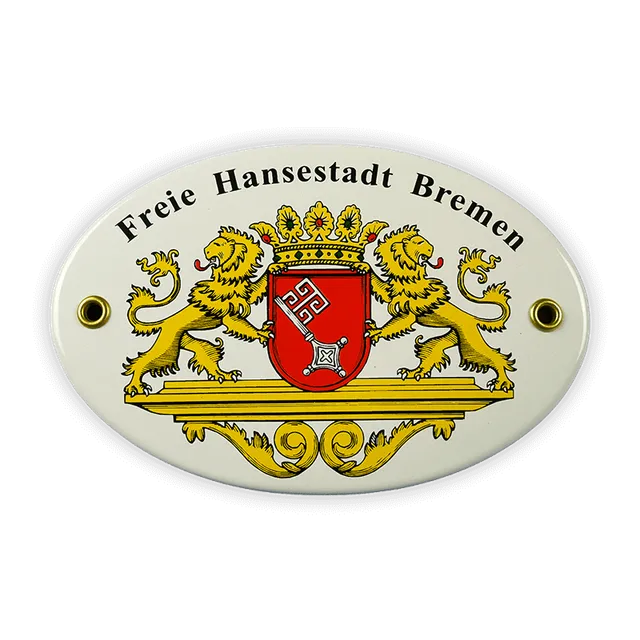 Münder Emailschild Bremen oval 15x10 cm Wappen